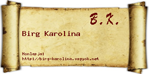 Birg Karolina névjegykártya